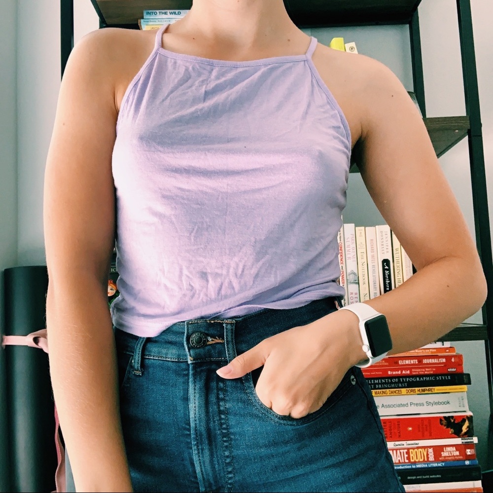 HIGH NECK LILAC CROP TANK